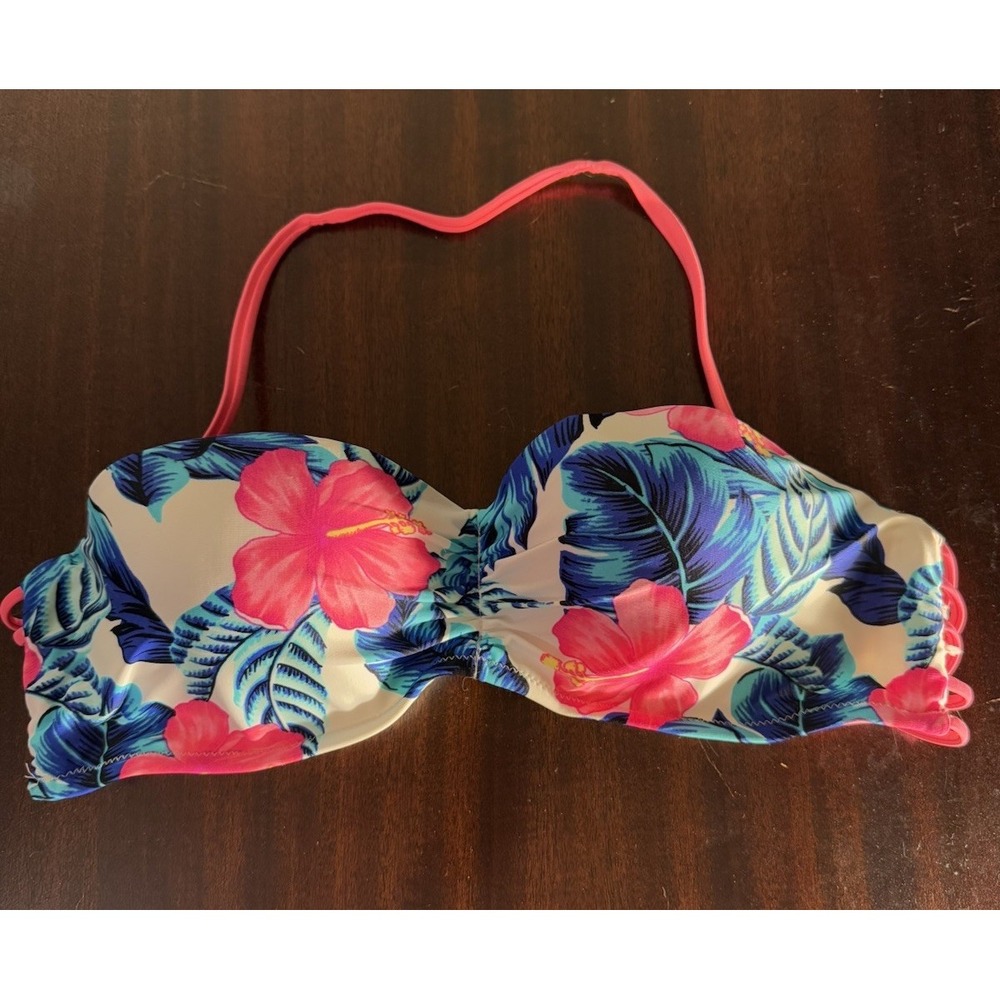 Xhilaration Pink And Blue Floral Push Up Bikini Top
